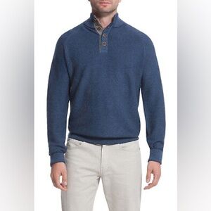 Maker & Company Men's Tuck Stitch Button Mock Pullover